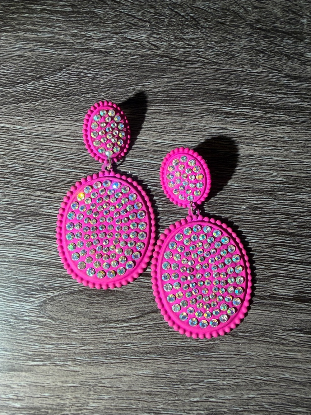 Pink Crystal Oval Drop Earrings - Women Jewelry